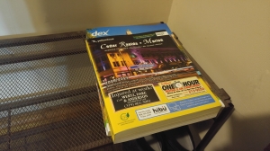 Yellow pages in corner