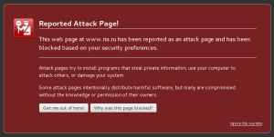 Firefox reported attack page