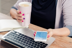 Freelancer working at desk