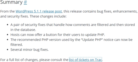 WordPress security and release updates